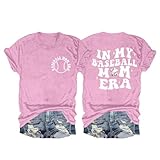 Kurzärmeliges Oberteil für Damen, trendig, modisch, lässig, Buchstabendruck, Rundhalsausschnitt, kurzärmeliges T-Shirt für drinnen und draußen, Sport, Arbeit oder Alltag, rose, M