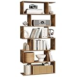 VASAGLE Bücherregal, Regal mit 6 Ebenen, 24 x 70 x 191 cm, Standregal, Büroregal, freistehend, Dekoregal, zur Präsentation, modern, für Wohnzimmer, Schlafzimmer, Büro, vintagebraun LBC61BX