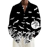 Sommer-T-Shirt, Tops für Herren, 2024, neues Oberteil, Herren, Herbst, Halloween, Druck, Freizeithemd, Langarm-Shirt, Hemden, Großpackung, weiß, XS