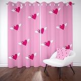 RRUxiia Niedlich Liebe Vorhänge Wohnzimmer 260 x 140cm Karikatur Mädchen Einfachheit Vorhang Blickdicht mit Ösen Schallschutz Gardinen, Blackout Curtains 2er Set S