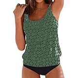 Women Tankini Push Up Freizeit Crop Top Sports Bathing Suit mit Dreieck Unterhosen Bikini-Oberteil Großen Größen Bademode High Waisted Tangabademode High Waist Schwimmanzug Eleganter Sw