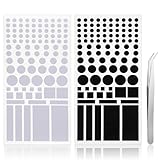 Ouligay 2 Blatt Licht Blocking Aufkleber, LED Abdeckung Lichtdimmer Folie selbstklebend LED Abdunklungsfolie Aufkleber mit 1 Pinzette, Dimmen 50%~80% & 80%~100% für Elektronik TV Router U