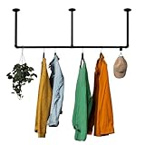 RSR Hangers Kleiderstange Industrial Schwarz für Decke Deckenmontage Breite 200 cm x Höhe 30 cm Garderobe Flur Deckengarderobe Schw
