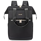 LOVEVOOK Schulrucksack Schwarz Teenager Mädchen, Laptop Rucksack Damen mit Laptopfach 15,6 Zoll, Schultasche Backpack Women Lehrertasche Elegant, Business Cityrucksack School Bag für Pendeln Arb