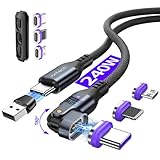 iontech 240W 16Pin USB C Magnetisches Ladekabel, 6 in 1 Magnetisches Schnellladegerät, 180° Drehung Datenkabel für MacBook Pro iPad, iPhone Samsung Android Handy Tablet Spielkonsole (1,8 m)
