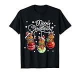 Merry Christmas Weihnachtskugel Motiv Festtage Rentiert T-Shirt, Schwarz, S
