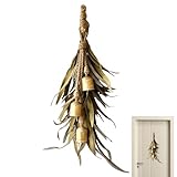 Rustikale Glocken | Türkranz für Weihnachten | grüne Laubgirlande für Veranda, Innen und Herbstdeko | Dekoration für Fenster, Tisch, Küche, Wand, Kamin und Schrank