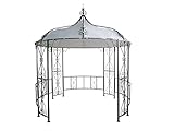 DEGAMO Luxus Pavillon Gartenpavillon Burma 300cm rund, Stahlgestell grau pulverbeschichtet + Dach wasserdicht W