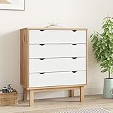 WKIEQACO Schubladenschrank OTTA Braun & Weiß 76,5 x 39,5 x 90 cm Massivholz Kiefer Schränke & Aufbewahrungsk