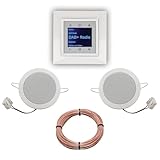 BERKER Unterputz DAB+ und Bluetooth Radio 30848989 polarweiß glänzend mit 1fach Rahmen Berker + 2 x Deckenlausprecher Einbaulautsprecher + 20 Meter EBROM Lautsprecherkab