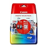 Canon PG-540XL/CL-541 XL Druckertinte - hohe Reichweite + Fotopapier Value Pack Schwarz/ C/M/Y für PIXMA Tintenstrahldrucker ORIGINAL, PG540XL/CL541XL, Farbig + Schwarz + Fotopap