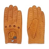 Harssidanzar Herren Autohandschuhe Lederhandschuhe Unliniert GM026D,Bräunen, Größe L