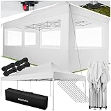 tectake® Pavillon Faltpavillon 3x6 m, faltbar, wasserdicht, Gartenpavillon mit 4 Seitenteilen, inkl. Heringe, Tasche, Überdachung Terrasse, Festzelt, Gartenzelt, Event Shelter, Partyzelt - weiß