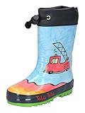 MAXIMO Kinder Gummistiefel Feuerwehr navy/hellblau/koralle 30