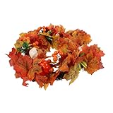 Abaodam Herbstkranz beerenkranz Halloween Dekoration Stilvolle Herbstdekoration Vielseitige Herbstdekoration Feiertagsdeko Kleiner Eukalyptuskranz Weizenkränze für die Haustür Türen PVC