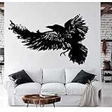 DIY Wall sticker Rabe Vogel Flügel Natur Tier Wandtattoo 72x46cm Wandtattoos Aufkleber Home Interior Kleink