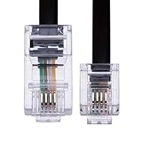 1m RJ11 bis RJ45 Kabel Ethernet-Modem-Daten-Telefon ASDL Patch Führen Breitband Schnelle Geschwindigkeit BT Internet-Stecker 6P4C bis 8P8C Eben Kompatibel mit Modem, Router, Festnetz (Schwarz)
