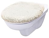 Brandsseller WC Deckelbezug 38x48 cm Ausschnitt aus weichem Mikrofaserstoff Toiletten Sitzbezug für Optimalen Komfort und Stil-Beig