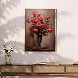 GOSRD Vintage-Rosen, Blumen, dunkel, botanisch, farbenfroh, Blumenplakate und -drucke, Leinwanddruck, Wandkunstbild für Raumdekoration, 70 x 100 cm,
