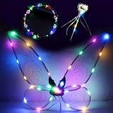 Feenflügel Erwachsene Feenflügel Kinder,Feenflügel Leuchtende,Feenflügel Damen,Led Feenflügel,Funkelnde Engelsflügel,Schmetterlingsflügel,für Karneval,Fasching,Mottoparty
