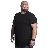 4XL T-Shirt für Männer mit Übergröße Bauchumfang Herren Rundhals Basic Tshirt Übergrößen. 4XL-B (für Bauchumfang 138-145 cm) Schw