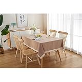 Rechteckige Leinentischdecke, 130 x 270 cm, wasserdicht, knitterfrei, Quastenbesatz, perfekt für Küche, Esszimmer, Partys, Feiertage und Weihnachten, maschinenwaschbar, elegant und langlebig, Weiß
