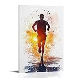 ZCJYMX Leinwand-Kunstdruck, dynamisches Laufposter mit lebendiger Aquarell-Silhouette, moderne Familie für Wohnzimmer, Dekoration, Rahmen-Stil, 20 x 30