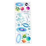 ibasenice 4 Stück Galaxiediagramm Leuchtender Aufkleber Leistung Stern Neon Gold System Solar- Fünfzackig Anstieg Glühen Bahnhof Leuchtende Abziehbilder Planeten-aufkleb