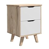 Forte VANKKA Kommode mit 2 Schubladen, Holzwerkstoff, Planked Eiche/Weiß, B x H x T: 45 x 63,9 x 42