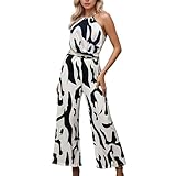 Generisch Jumpsuit Damen Elegant Yoga Hosenanzug Festlich Overall Hochzeit Sommer Lose Jumpsuits Für Elegante Festlicher Lang Playsuit Kleid Weitem Bein Casual Festliches Outfit Sexy Musselin Party