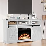 RoyalCraft Farmhouse, Holztechnik, Weiß, Fireplace TV-Ständer mit elektrischer Firep