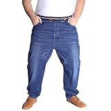 HZQIFEI Herren Jeans Übergröße Jeanshose Dehnbare Loose Fit-Jeans Hose Männer Hohe Taille Stretch Straight Jeans Hose Stonewashed Denim Lange Jeanshose Freizeithose (Blau, 8XL)