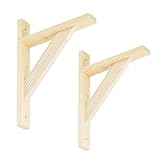 BRESKO Wandkonsole Regal-Halterung Regalhalter Regalkonsole Regalsystem Regalträger Regalwinkel Konsole Holz Kiefer 2 Stück (230x170 mm)