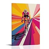 XHBKJA Minimalistischer Leinwand-Kunstdruck, Radfahren-Poster, lebendige Pop-Art, fesselnde sportliche, moderne Familie für Wohnzimmer, Dekoration, Rahmen-Stil, 20 x 30