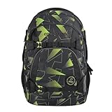 coocazoo Schulrucksack Mate „Lime Flash”, schwarz-grün, ergonomischer & anpassbarer Tornister, höhen- & größenverstellbar, mit Brustgurt & Hüftgurt, ab der 3