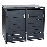 Zelsius Mülltonnenbox 2er Mülltonne | (B) 132 x (T) 80 x (H) 117 cm | Anthrazit RAL 7016 | inkl. Erweiterungsmöglichkeit | Müllhaus, Aufbewahrungsbox, Mülltonnenverkleidung, 1 T