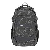 BOLD Lässig Schulrucksack mit Reflektoren und höhenverstellbarem Rückenteil/School Backpack Bold Edges grey