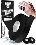 PULLUP & DIP Fingertape extra stark, 3 Rollen (30m) Finger Tape, hautfreundliches Sporttape, Handtape für Kraftsport, Bjj, Handball Zubehör, Klettertape Finger, Torwart Training (Schwarz)