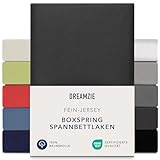 Dreamzie Premium Spannbettlaken 180x200 cm - 200x200 cm - 37cm Seitenhöhe - auch für Boxspringbett & Wasserbett - Bettlaken Boxspringbett 100% Jersey Baumwolle, 150 g/m² - Oeko-TEX - Dunkelg