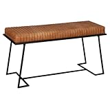 Marrakesch Industrial Sitzbank Schuhbank aus Leder 100cm groß | Vintage Bank Lederbank Braun als Schlafzimmer oder Esszimmer Deko | Retro Polsterbank Garderobenbank Adeva als Sitzgelegenheit im F