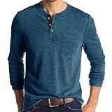 Mrat Henley-T-Shirts für Herren, Sommer, kurzärmelig, langärmelig, Knopf, leicht, lässig, schmale Passform, Großvater-Kragen, Poloshirt, schnelltrocknend, atmungsaktiv, Pullover, Work