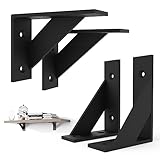 SPOROOT Regalhalterung, Schwarz Metall Regalwinkel 75 x 100 mm, Regalträger Winkel für Regale, Winkel Regal Schwimmenden Regal L Klammern 4