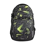 coocazoo Schulrucksack Porter, Lime Flash, schwarz-gelb, ergonomischer & anpassbarer Tornister, höhen- & größenverstellbar, mit Brustgurt & Hüftgurt, leicht & individuell, ab der 3