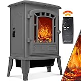 KESSER® Elektrokamin mit Heizlüfter & Fernbedienung 2000W Elektro Kamin Elektrischer Heizung LED Kaminfeuer Effekt Kaminofen Flammeneffekt Heizer Ofen geräuscharm regelbar G
