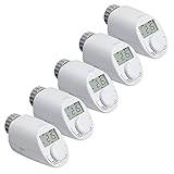 eqiva 5er Set Elektronik-Heizkörperthermostat Model N mit Boost-Funktion und leisem Kompaktgetrieb