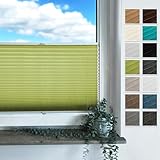 Rollmayer Plissee mit Bohren, Plisseerollo Faltrollo Sichtschutz und Sonnenschutz für Fenster und Tür Premiumqualität Falte für Zuhause, 3 Kollektionen(Binco Grün,B85cm x H80cm)