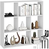 tectake® Bücherregal, Raumteiler, Schrank Regal als Raumteiler im Wohnzimmer, Trennwand Kinderzimmer, Schlafzimmer, Küche oder Garderobe, Würfelregal, Aufbewahrung Büro, Schuhregal (weiß)