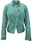 Leder24h Damen Lederjacke Leichte Jacke für Frauen - Sommerjacke/Herbstjacke/Frühjahrsjacke rot und schwarz 9090 (DE/NL/SE/PL, Alphanumerisch, XXL, Regular, Regular, Grün)