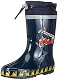 Playshoes Jungen Feuerwehr aus Naturkautschuk, mit Reflektor Gummistiefel, Marine, 22/23 EU
