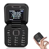 2G-Klapptelefone für Senioren, 1,77-Zoll-Handy ohne Vertrag, Unterstützung für Dual-SIM-Karte, Handy mit Großen Tasten und LED-Taschenlampe, Schnellwahl, 1000-mAh-Akku (Black)